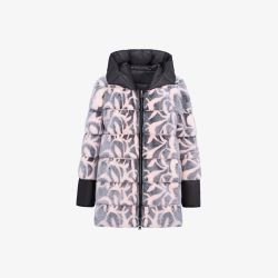 Piumino reversibile con cappuccio fantasia geometrica rosa 80 cm