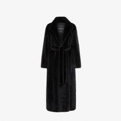 Cappotto in visone con cintura nero 125cm