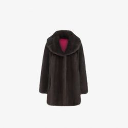 Short mink coat, graphite color, 80 cm