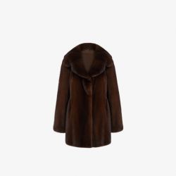 Short mink coat, mahogany color, 80 cm