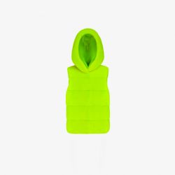 Veste en vison réversible avec capuche jaune fluo 60cm