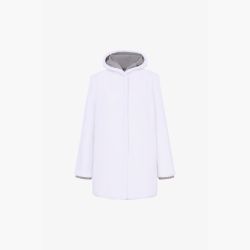 Giacca in rex reversibile con cappuccio bianca 80 cm