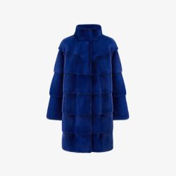 Cappotto in visone al ginocchio blu copia 85 cm