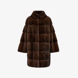 Mink coat, high collar, oversized, demi buff, 85 cm