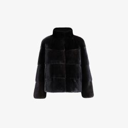 Short basic mink jacket, black color, 55 cm