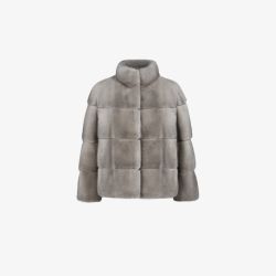 Short basic mink jacket, silver blue, 55 cm