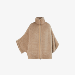 Mantella di visone filettato reversibile con zip cammello 75cm