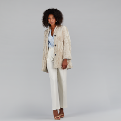 Giacca corta in persiano reversibile con piumino ghiaccio 80cm