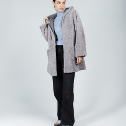 Cappotto di montone grigio chiaro 80cm