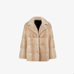 Giacca di visone oversized con collo inglese palomino 70 cm