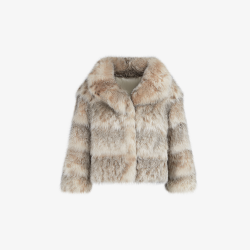 Giacca corta di linciotto con collo ampio naturale 45 cm