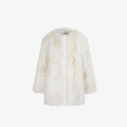 Fox fur coat, white color, 75 cm
