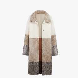 Reversible sheepskin coat, beige color, 100 cm