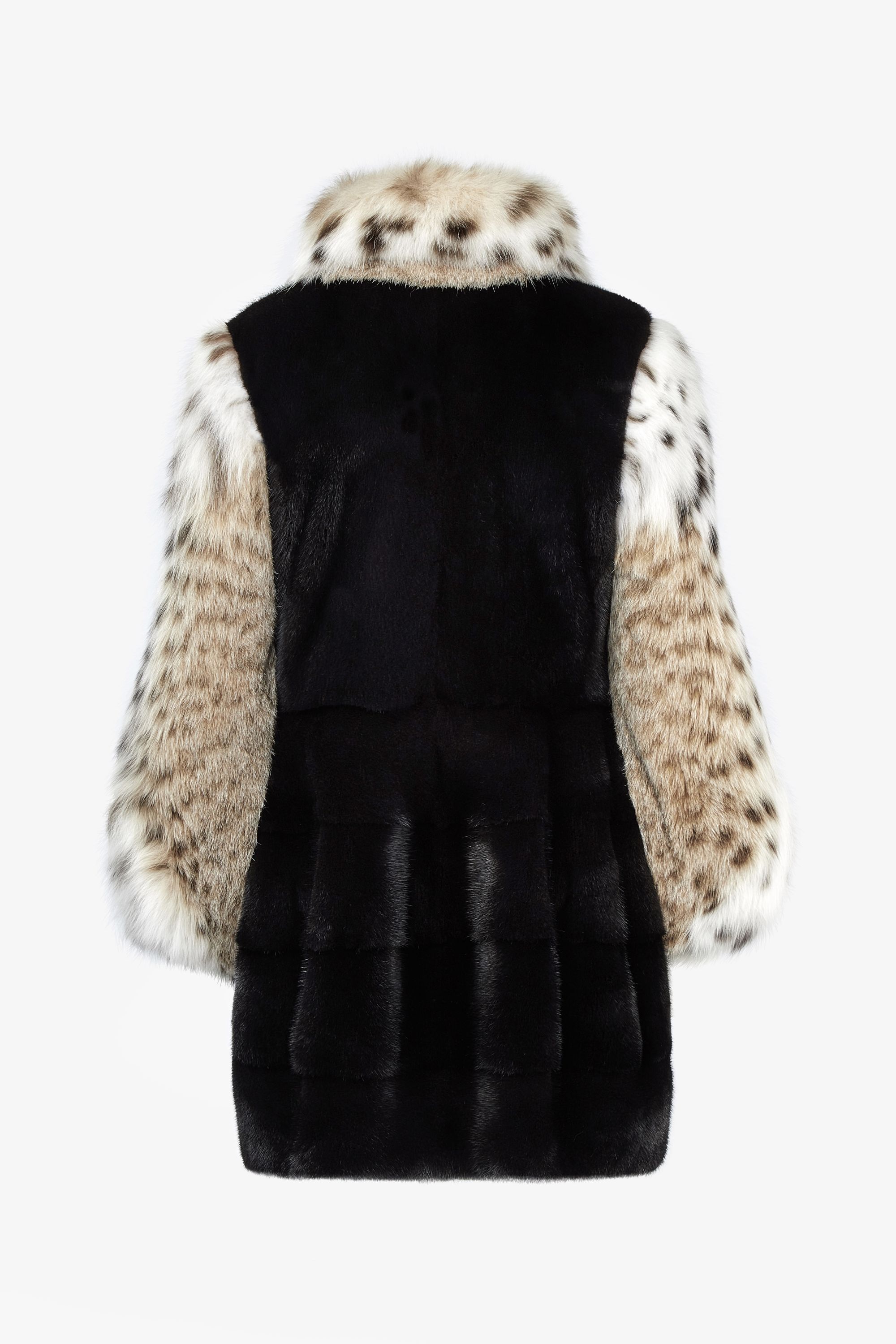 Black mink coat with lynx details, 85 cm