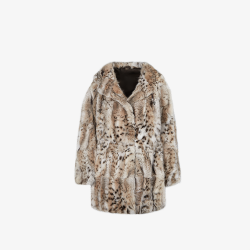 Lynx fur coat with hood, natural color, 85 cm