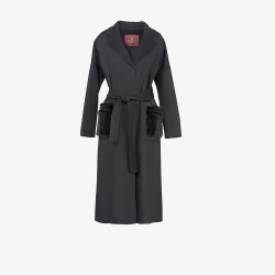 Cashmere coat with mink pockets, black, 120 cm