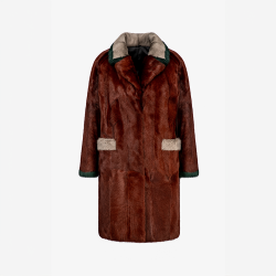 Cappotto in persiano kid skin con collo inglese paprika 95 cm