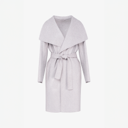 Cappotto in cashmere con collo ampio cipria 95 cm