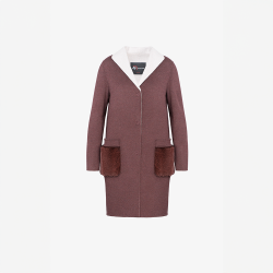 Manteau en cachemire avec poches en vison bordeaux de 90 cm.