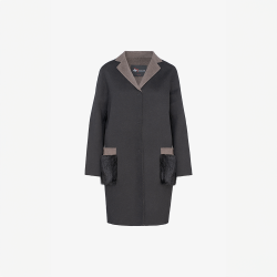 Manteau en cachemire avec col et poches en vison noir de 90 cm