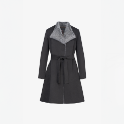 Cashmere coat with mink collar, black color, 90 cm
