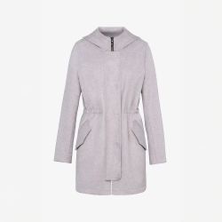 Cashmere coat with hood, powder color, 90 cm
