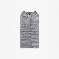 Gilet in cashmere con cappuccio e finiture in visone nero 65 cm