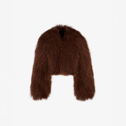 Bomber crop in pelliccia mongolia marrone 40 cm