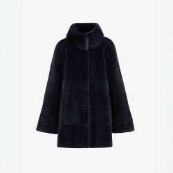 Cappotto in rex reversibile con collo alto navy blue 80 cm
