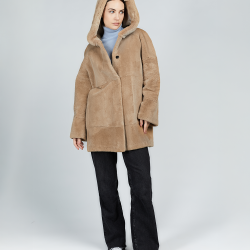 Cappotto in rex reversibile con cappuccio pastello 80 cm