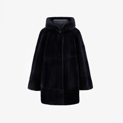 Cappotto in rex reversibile con cappuccio navy blue 80 cm