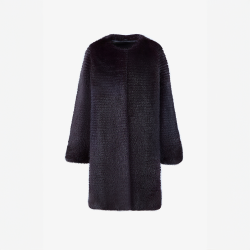 Cappotto di visone filettato senza collo melanzana 90 cm
