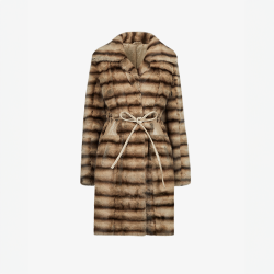 Cappotto in petit gris con cintura dorato 105 cm