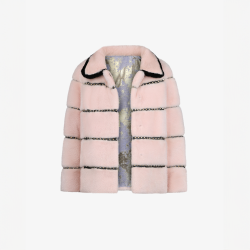 Veste réversible en vison avec détails contrastés roses 65 cm