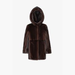 Whole skins mink jacket with hood, demi buff color, 70 cm