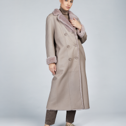 Cappotto lungo in montone reversibile beige 120cm