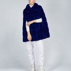 Mantella in rex oversized blu elettrico 80cm