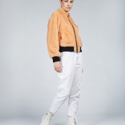 Bomber in visone  con chiusura a zip pesca 55cm
