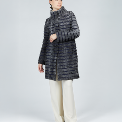 Cappotto in persiano con collo alto grigio 95cm