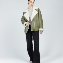 Green sheepskin jacket 65cm