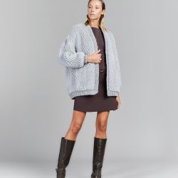 Cardigan en vison, zaffre, 70 cm